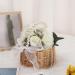 Wicker Rattan Flower Girl Basket with Pearl Handle and Bow Hand Woven Wicker Basket Candy Basket with Ribbon for Wedding - Buy Online on GoSupps.com