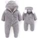 Newborn Baby Bear Snowsuit Winter Coat | Fleece Hooded Romper Jumpsuit | 3-6 Months Grey - Buy Online on GoSupps.com