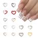 Heart Nail Art Charms 28PCS Gold Silver Heart Metal Nail Charms Luxurious Nail Supplies with Rhinestones Pearls Shiny Nail Accessories Jewelry for Women and Girls Nail DIY Design Nail Art Charms -2