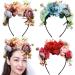 Flower Wreath Headband Hair Accessories Synthetic Floral Crown Bohemian Headband for Women Cosplay Costume Headband (Red) - Buy Online on GoSupps.com