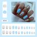 24PCS French Square False Nails - Blue Solid Color Flash Acrylic Fake Nails for Women - Easy Press-On with Glue - Nail Art for Girls - Buy Online on GoSupps.com