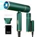 7MAGIC Fast-Drying Hair Dryer  Foldable Ionic Blow Dryer with Storage Bag for Travel  Lightweight Portable Hairdryer for Women & Men  Negative Hair Blow Dryer  2 Heating/Cold/2 Speed Settings  Green