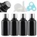 Tianzd 4 piece of empty small 30 ml gloss black glass bottles with sealed stopper silver aluminum screw cap glass bottle flasher etheric oil fragrance perfume massage aromatherapy silver 30ml