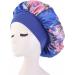 Royal Blue Satin Night Sleep Cap Women's Silk Hair Bonnet Hat | Wide Elastic Shower Caps for Home Bathroom | One Size - Buy Online on GoSupps.com