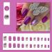 Justotry 24 Pcs Square Short False Nails with Purple Butterfly French Design - Nail Glue Included | Squoval Fake Nails for Women's Nail Art - Buy Online on GoSupps.com