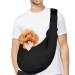 PETLOFT Reversible Dog Cat Sling Carrier Small Dog Carrier Adjustable Dog Sling Hands Free Cross Body Carrier with Collar Hook for Dog/Cat/Bunny up to 4.99 KG Black