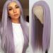 Maycaur Lace Front WIGS Long Straight Hair Purple Color Wigs for Fahison Women Light Purple Synthetic Lace Front WIGS WITH NATURAL BAY HAR 22 Inch #Purple