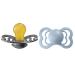 BIBS Pacifiers - Supreme Collection | BPA-Free Baby Pacifier | Made in Denmark | Set of 2 Iron/Baby Blue Color Premium Soothers | Size 6-18 Months