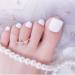 Sethexy Solid Color Glossy False Toe Nails Bright Fashion Square Short Full Cover 24PCS Fake ToeNails for Women and Girls(White)