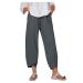 aihihe Women Wide Leg Pants Plus Size Casual Loose Elastic Waist Cotton Trouser Cropped Wide Leg Pants X-Large A-dark Gray