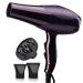2000W Powerful Quick Drying Salon Professional Hair Dryer Compact Anti-frizz Ionic Hairdryer with 2 Styling Nozzle and Diffuser 3 Heat 2 Speed Settings Blow Hair for Home and Salon Black Small
