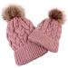 2PCS Family Matching Winter Knit Hats - Mother & Baby Ski Cap Set in Pink - Buy Online on GoSupps.com