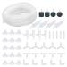 DONDEEN 48 pieces Air Air Pump Accessories Aquarium Accessories including 6m Transparent Silicone Hose Oxygen Stone Catching valves Needable valves suction cups and I/T/L/Y Form Connect (white 6m-1)