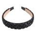 Minkissy Rhinestone Headband Thick Padded Hairband with Beads Sparkle Retro Wide Hair Hoop for Women Girls(Black)