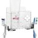 Linkidea Wallmount Toothbrush Holder with Large Compartment Plastic Self Adhesive 4 Slots Tooth Brush Hanger Compatible with Colgate Extra Clean Oral-B CrossAction (Transparent Silver)