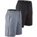 DEVOPS Men's 2-Pack Loose-Fit 10" Workout Gym Shorts with Pockets X-Large 1# Basic (Black / Steel)