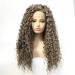 wig Front bud linen brown in small rolls wavy long curly hair ladies wig headgear