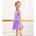 Tegmk Girls Tank Ballet Leotard with Skirt | Butterfly Hollow Back Dance Dress | Size 6-8 Years | Purple - Buy Online on GoSupps.com
