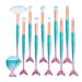 Ykkj make up brush set 3d mermaid makeup brush 11 pieces of professional cosmetics make -up brush for foundation powder cream blush eyeshadow eyebrows eyeliner