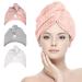 Turban hair towel with super absorbent button made of microfiber fleece coral towels hood for curly and smooth buckets quickly drying for wet shower 3 hours