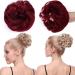 Thick Hair Donut Scrunchie Hair Bun Updo Hairpiece Scrunchy Wavy Curly Messy Hair Ribbon Hair Chignons Ponytail Extension Dark Red Thick Dark Red