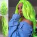 13x2.5 "Fluorescent green naturally wavy waves synthetic lace front wigs for women bright fluorescent heat-resistant fiber hair (mixture of neon green) 66cm