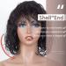 FASHION IDOL 10 Bob Curly Human Hair Wig with Bangs - Brazilian Virgin Human Hair Short Water Wave Wig for Black Women - 150% Density - Natural Black 10 Inch - Buy Online on GoSupps.com