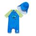 BONVERANO Baby Boys Swimsuit Toddler Bathing Suit Short-Sleeve Zipper One Piece Swimwear with UPF 50+ Sun Protection 18-24 Months Diving-goggles
