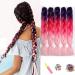 Showjarlly jumbo braid art hair hair ombre braid extension 24 inch KanCalon braid extensions 5 pieces for crochet twist braid box braid hair for braid pursmis/peach/light pink# 61cm-24zoll (5 Pack) purple/peach/light pink