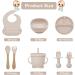 Bizcasa 8-Piece Silicone Baby Dishes Set | Non-Slip Toddler Tableware with Suction Cups | BPA-Free Baby Bowl & Plate in Beige - Buy Online on GoSupps.com