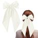 ZhongShuang Cream Colour Hair Bow Cream Colour White Big Hair Bows for Women Solid Color Bow Hair Clips with Long Ribbon French Barrette Clip Soft Satin Silky Hair Bows Cute Gifts for Women Girls