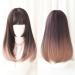 Japanese Long Straight Lace Front Wigs with Air Bangs - 2 Tone Heat-Resistant Synthetic Hair for Cosplay - 20 Inches Honey Pudding Brown - Buy Online on GoSupps.com