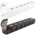 Large Weekly Pill Organizer 2 Pack,BPA Free Vitamin Case Box 7 Day with XL Compartment,Travel Friendly Medicine Organizer for Fish Oils Medicine Supplements Black & White