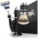 Premium silver tip badger shaving brush and 5 edge cartridge compatible razor in luxury handle - wet shaving set for him