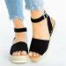 Ladmiple Women's Wedge Sandals - Dressy Comfy Slip-On Ankle Buckle Sandals | Open Toe Platform for Summer Beach - Size 9, Black - Buy Online on GoSupps.com