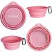 Petbonus Foldable Dog Bowl Set - 2 Portable silicone Water & Food Bowls for Dogs - Leak-Proof Travel Bowls with Carabiners (600ml Violet & Pink) - Buy Online on GoSupps.com