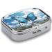 Blue Butterfly & Clouds Pill Box - 2 Compartment Decorative Metal Pill Organizer | Portable Pocket & Purse Medication Case - Buy Online on GoSupps.com