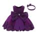 FYMNSI Baby Girl Baptism Christening Dress Bowknot Lace Floral Embroidery Formal Party Birthday Pageant Wedding Bridesmaid Tutu Princess Christmas Evening Gown with Headband Outfit for 6-24 Months 12-18 Months Dark Purple
