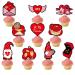 Cupcake Toppers 10pcs Glitter Red Happy Holiday Day Red Day Cupcake Decorations Cake Decoration Cake Topper Rose Diamond Heart for Valentine's Day Birthday