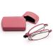Cokobin foldable reading glasses made of stainless steel mini anti-blue long help for women and men reading aid with hard shell case (pink +2.0) pink +2.0