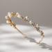 SWEETV Gold Pearl Tiara Headband for Women - Crystal Bridal Wedding Hair Accessory - Buy Online on GoSupps.com