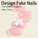 French Tip Press on Nails - Short Square Nude False Nails with 3D Resin Bow Charm - Glossy White Glue-On Nails | 24 Pcs for Women & Girls - Buy Online on GoSupps.com