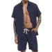 PASOK Men's Floral 2 Piece Tracksuit - Casual Hawaiian Shirt and Shorts Set - X-Large - Buy Online on GoSupps.com