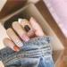 HUIL Artificial Nails False nails Bride dress pink orange black grid wearing manicure and false nails