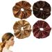 scicent Scrunchies 4 Pieces Plain Satin Hair Scrunchy for Girls Elastic Hair Bands Fashion Hair Ties Large Ponytail Holder Soft Hair Bobbles for Women - 4314