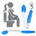 Foldable Toilet Aids for Wiping, Jhua 15.7" Long Reach Comfort Wipe Bottom Grips with Hook, Toilet Paper Aids Tools Tissue Grip Self Wipe Assist Holder, Blue
