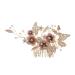 Beatifufu Flower Leaf Comb Bridal Hair Accessories Flower Bridal Hair Comb Wedding Hair Accessories Rhinestone Bridal Hair Comb Wedding Hair Comb Bride Alloy Rhinestone Crystal Headgear