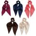 scicent Satin Scrunchies 5 Pieces Solid Silk Long Hair Ribbons Knotted Hair Bows Long Tails Scarf Hair Ties Elastics Rubber Ponytail Holders Accessories for Women Girls - 24012