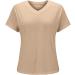 BiJerou Women's V-Neck T-Shirt - Solid Color Short Sleeve Summer Blouse in Khaki M | Casual Fashion Top for Women - Buy Online on GoSupps.com
