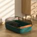 ZOOBERS Retro-Style Large Cat Litter Box with Anti-Splash High Sides Detachable Design Odor Control and Scoop Included (50x34x18 cm Or 20x14x7 inch Green)